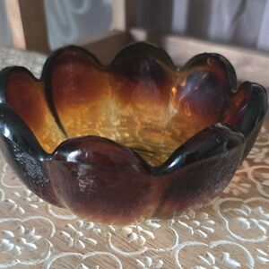 Brown Glass Art Lotus Bowl